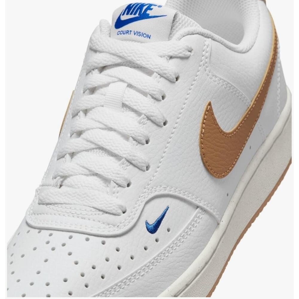 Nike Court Vision Low 
White / Flax Game Royal Sail 
NIB (no Lid) 
Wms Sz 8.5 - Picture 6 of 11